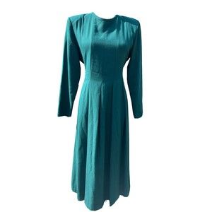 Vintage Orvis Women's Prairie Green Midi Dress Mad In USA Size 10P